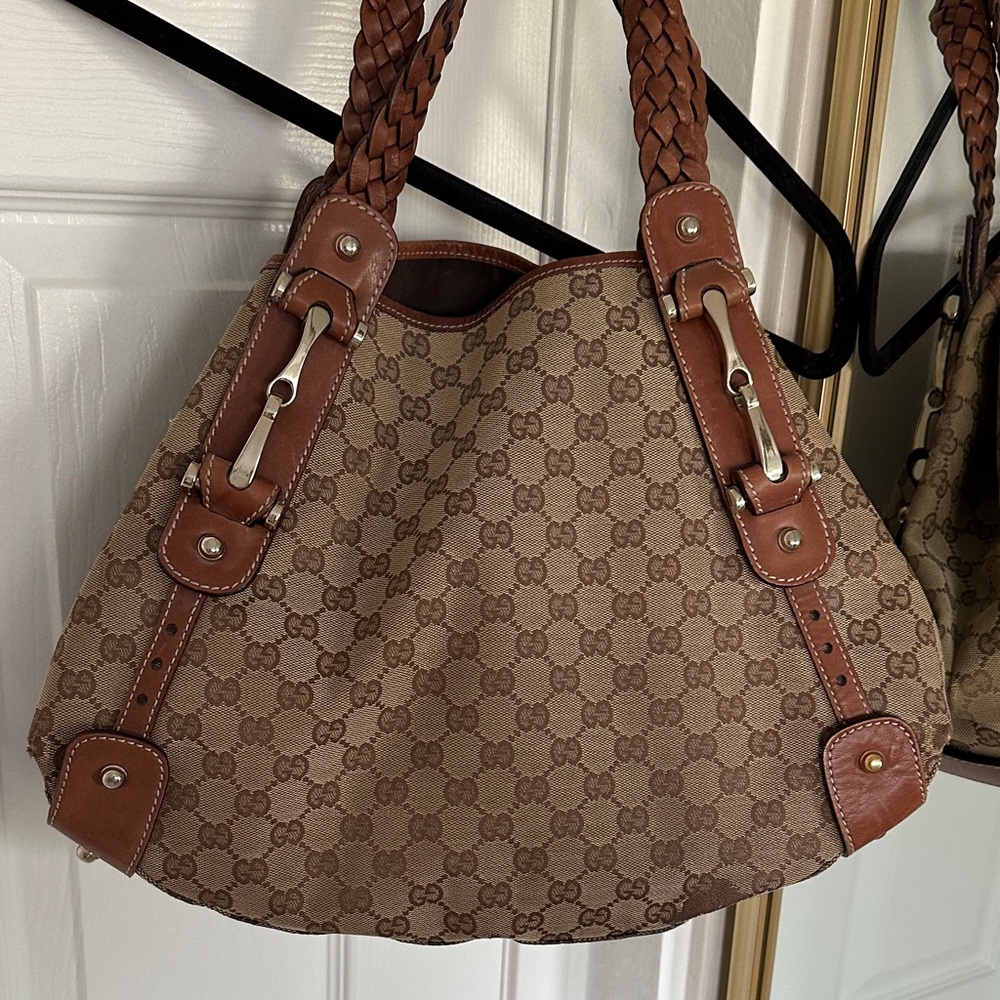 Gucci Tan and Brown GG Canvas Shoulder Bag